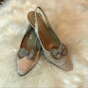 Beaded Rhinestone Slingback Heels- Whittall & Shon